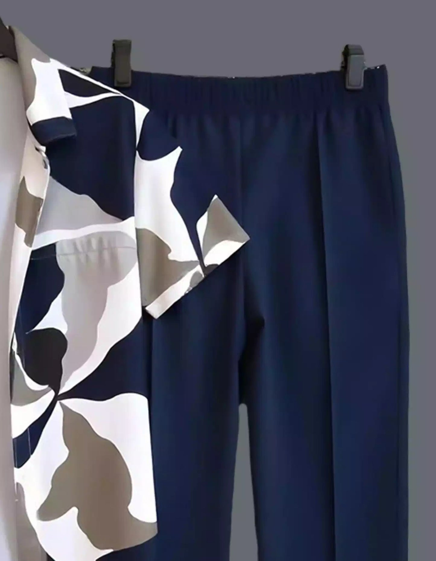 Navy Blue Tiles Printed Mens Full Set Trouser and Shirt Half Sleeves