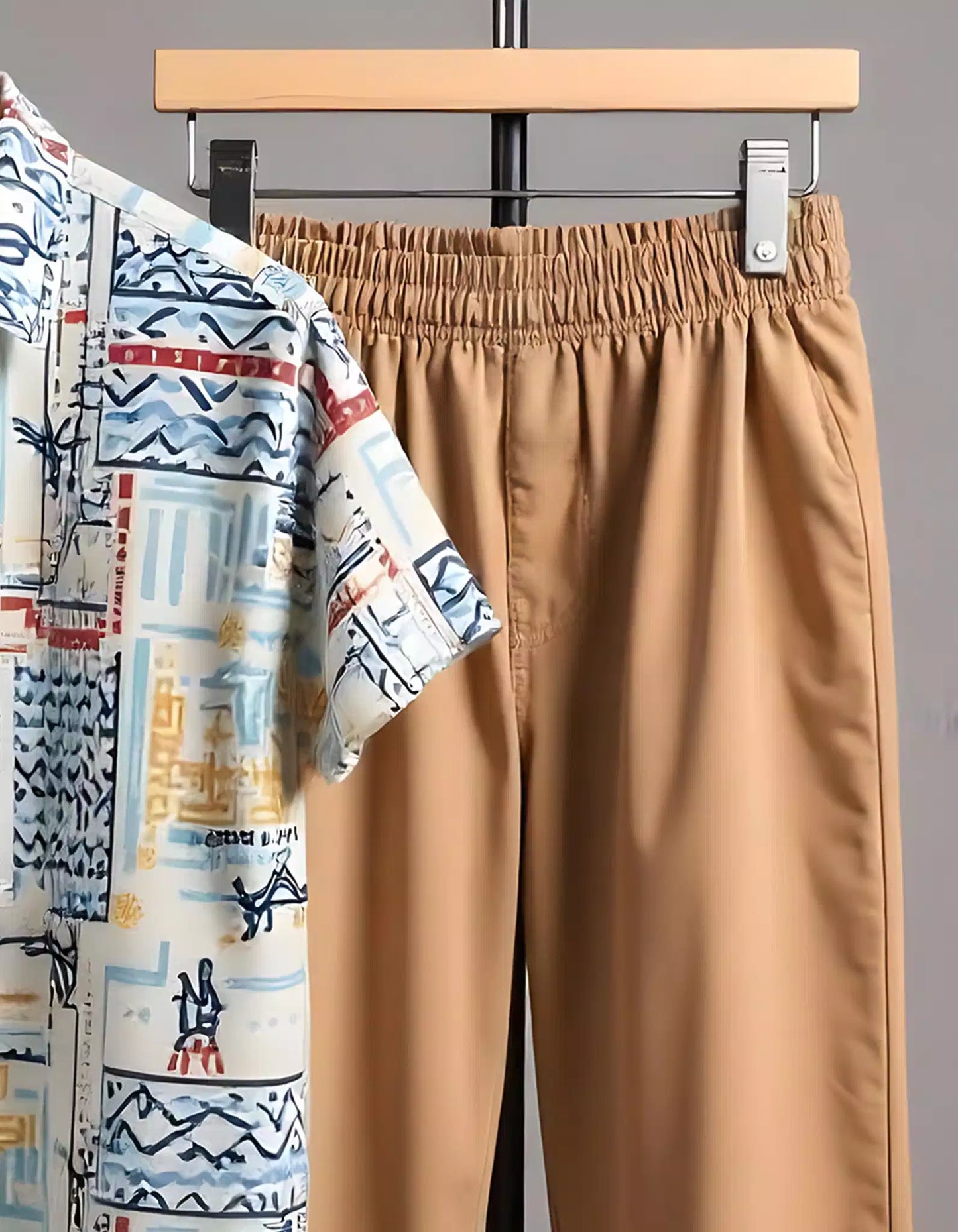 Brown Graffitty Printed Mens Full Set Trouser and Shirt Half Sleeves