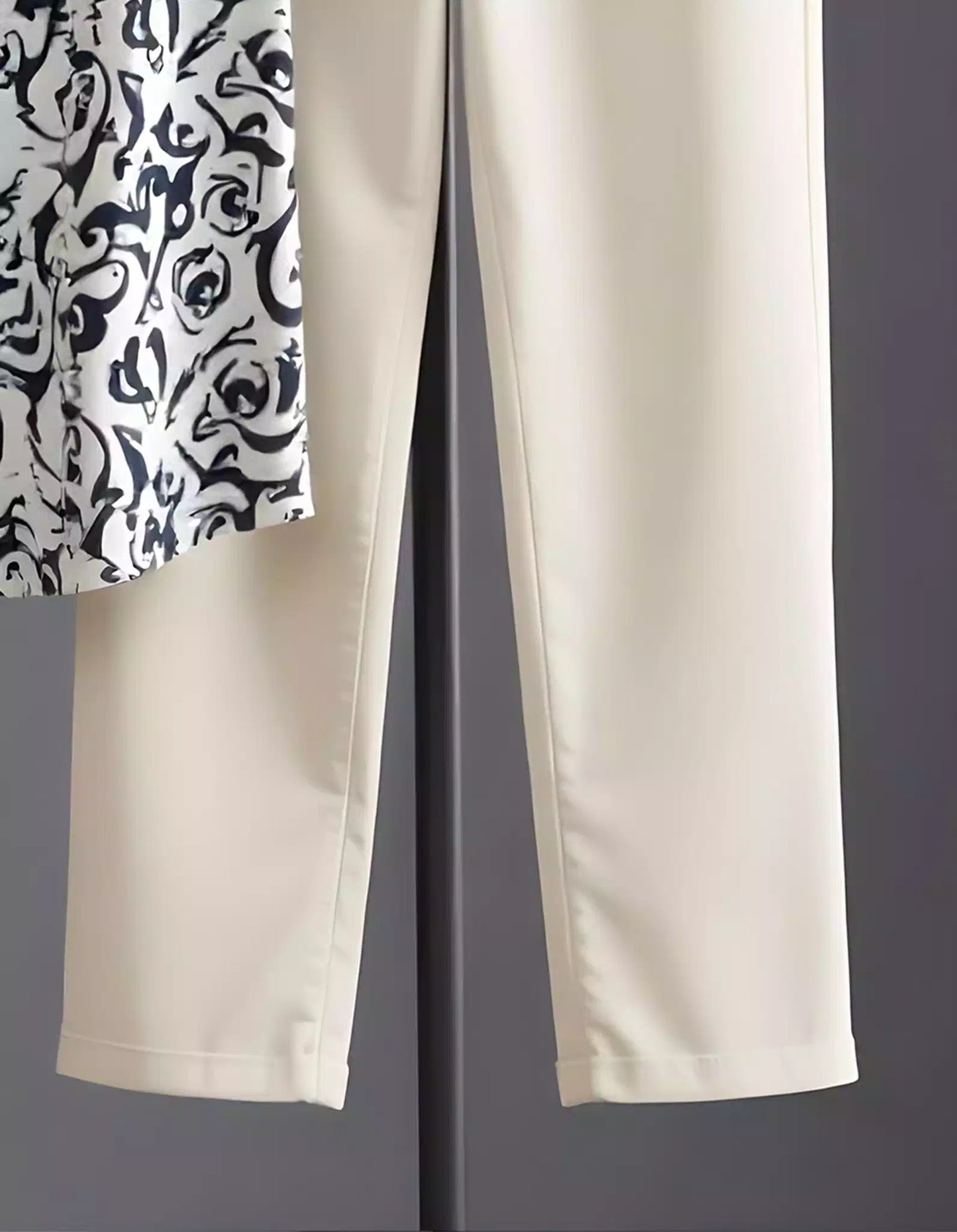 White Illusion Design Printed Mens Full Set Trouser and Shirt Half Sleeves