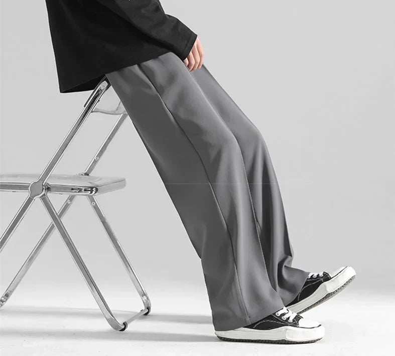 Gray Color Korean Baggy Loose Fit Pants For Men