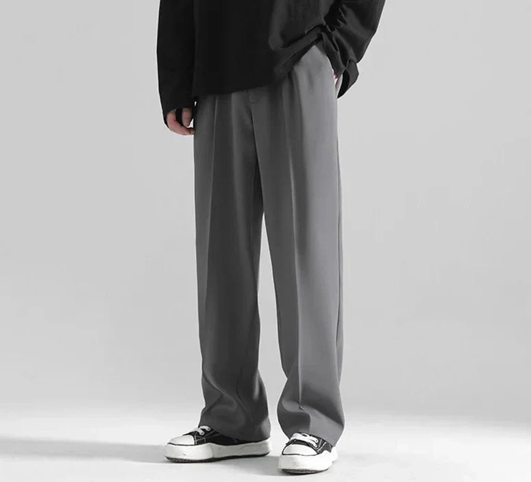 Gray Color Korean Baggy Loose Fit Pants For Men