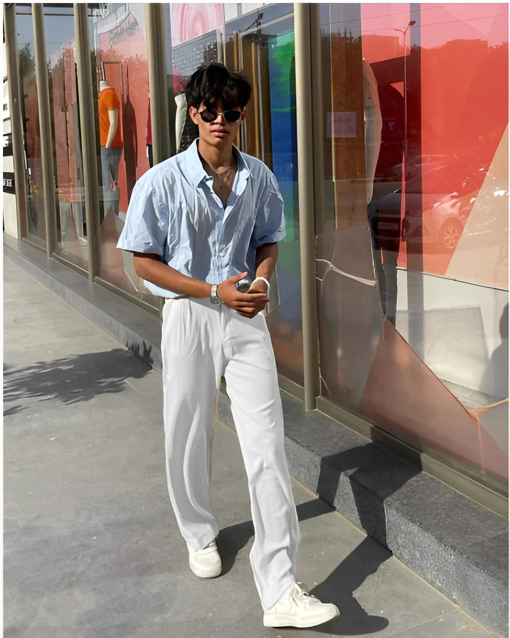 White Color Korean Baggy Loose Fit Pants For Men
