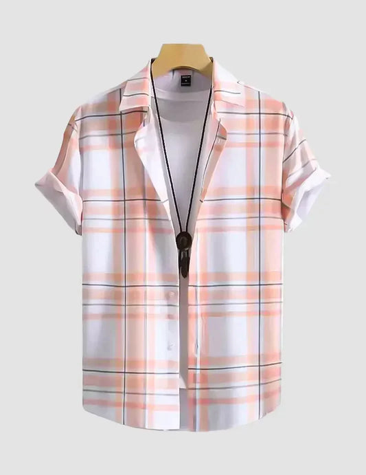 Orange and White Design Beach and casual Multicolor Printed Shirt Cotton Material Half Sleeves Mens koreanclub.in