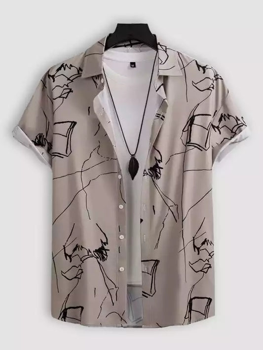 Blue and Gray Cheese Design Beach and casual Multicolor Printed Shirt Cotton Material Half Sleeves Mens koreanclub.in