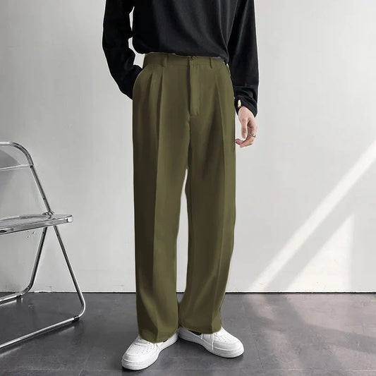 Green Color Korean Baggy Loose Fit Pants For Men