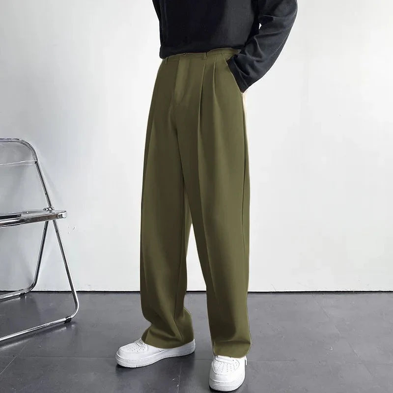Green Color Korean Baggy Loose Fit Pants For Men