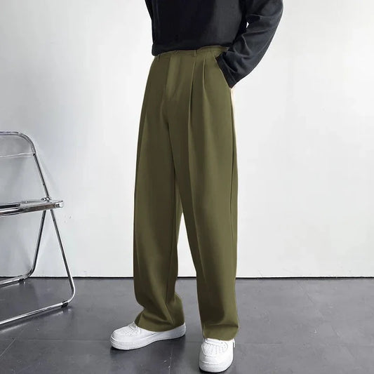 Green Color Korean Baggy Loose Fit Pants For Men