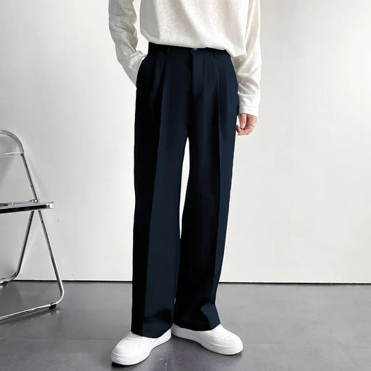 Navy Blue Color Korean Baggy Loose Fit Pants For Men