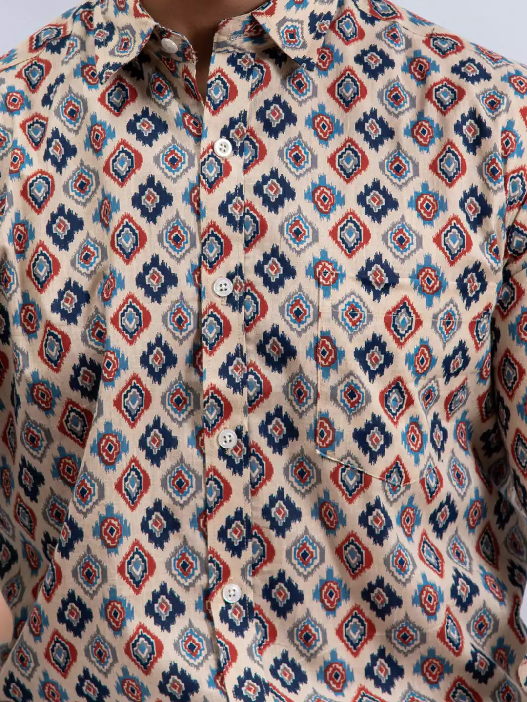 White Square and Maroon print Color Men's Cotton Casual Shirt Half Sleeve available on koreanclub.in