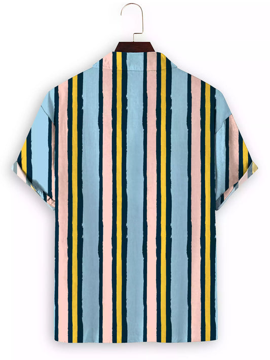 Straight Lining Multicolor Design Cotton Material Printed Beach Wear Half Sleeves Shirt for Men